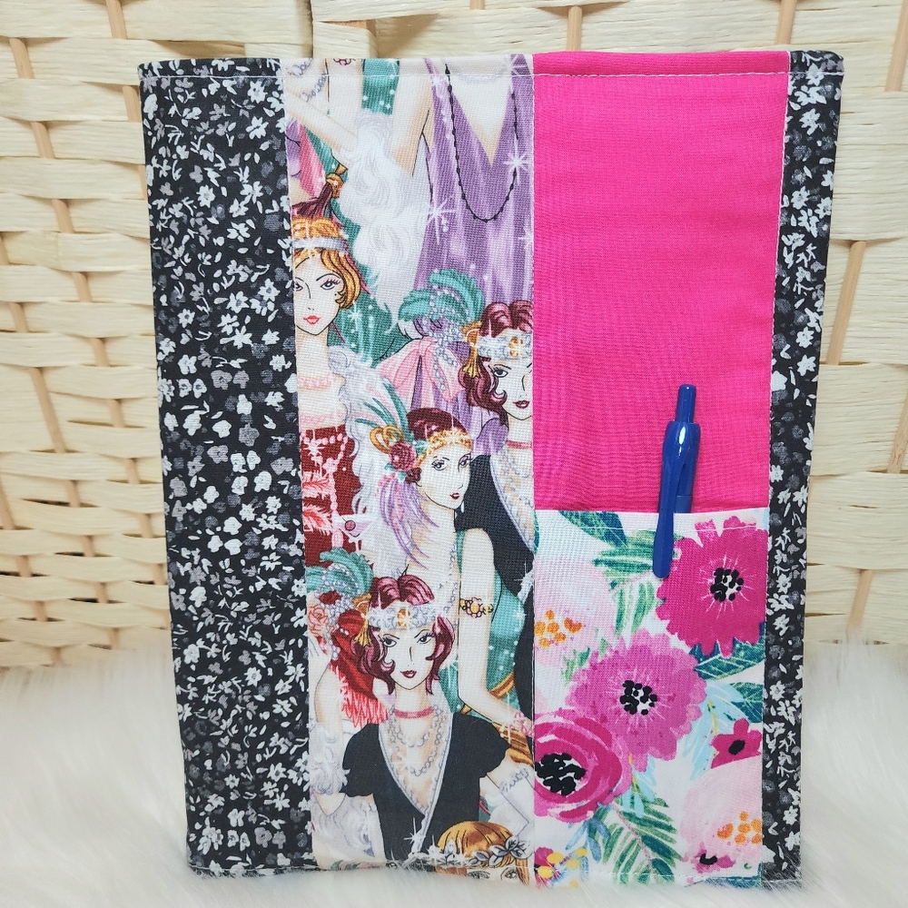 Handmade Quilted  Notebook Cover With Pen Pocket Pen Not Included